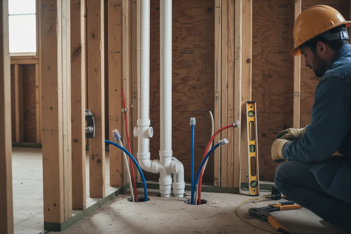 Drain and supply rough-in during Drain Cleaning in Laguna Hills